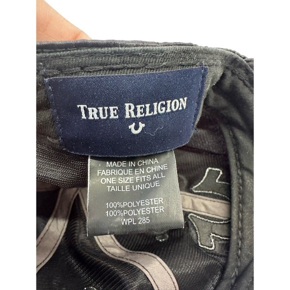 NWOT True Religion Iridescent Horseshoe Logo Black Baseball Cap Hat Unisex - Picture 7 of 10